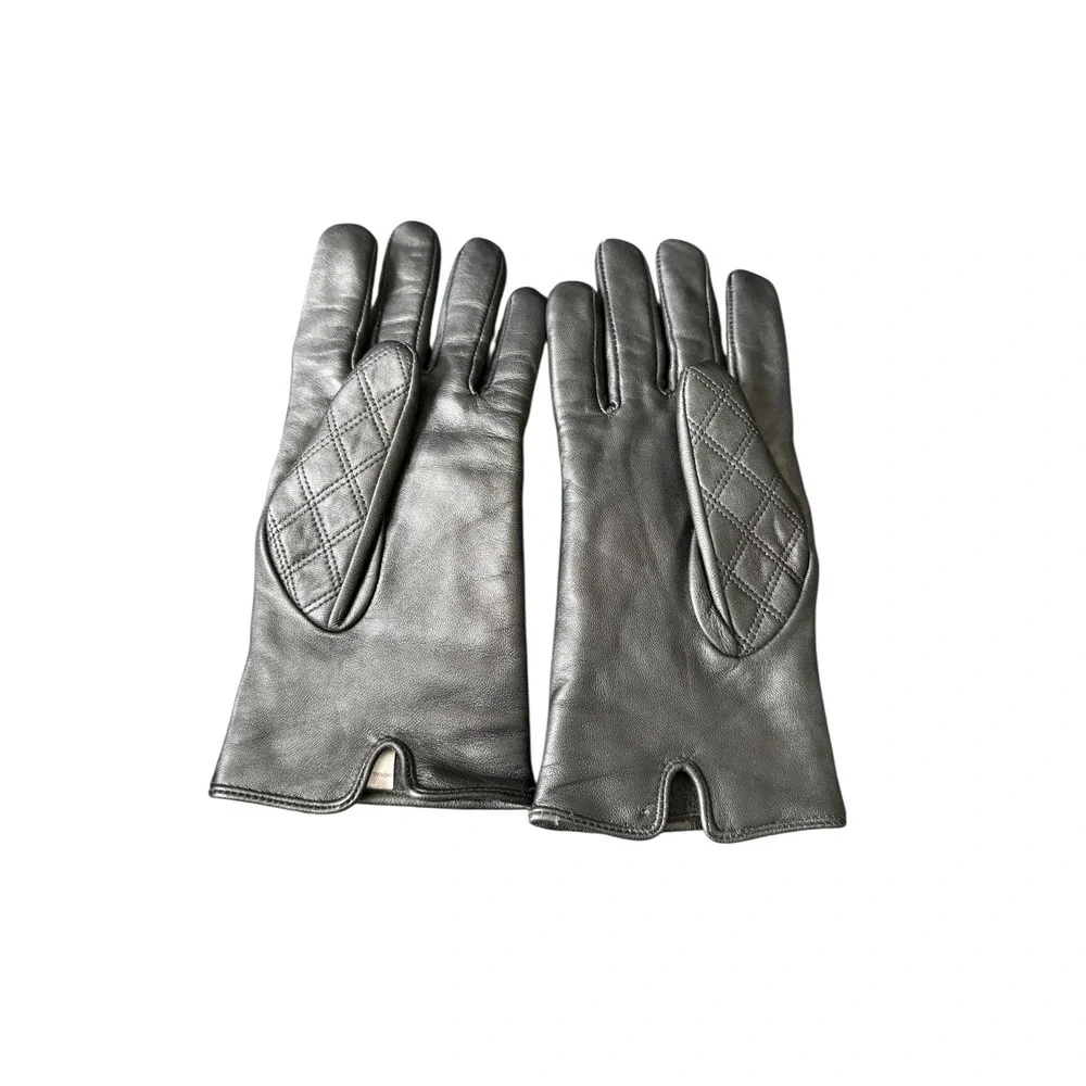 Royal Class Leather Gloves L‎ Black Quilted Insulated Winter Womens